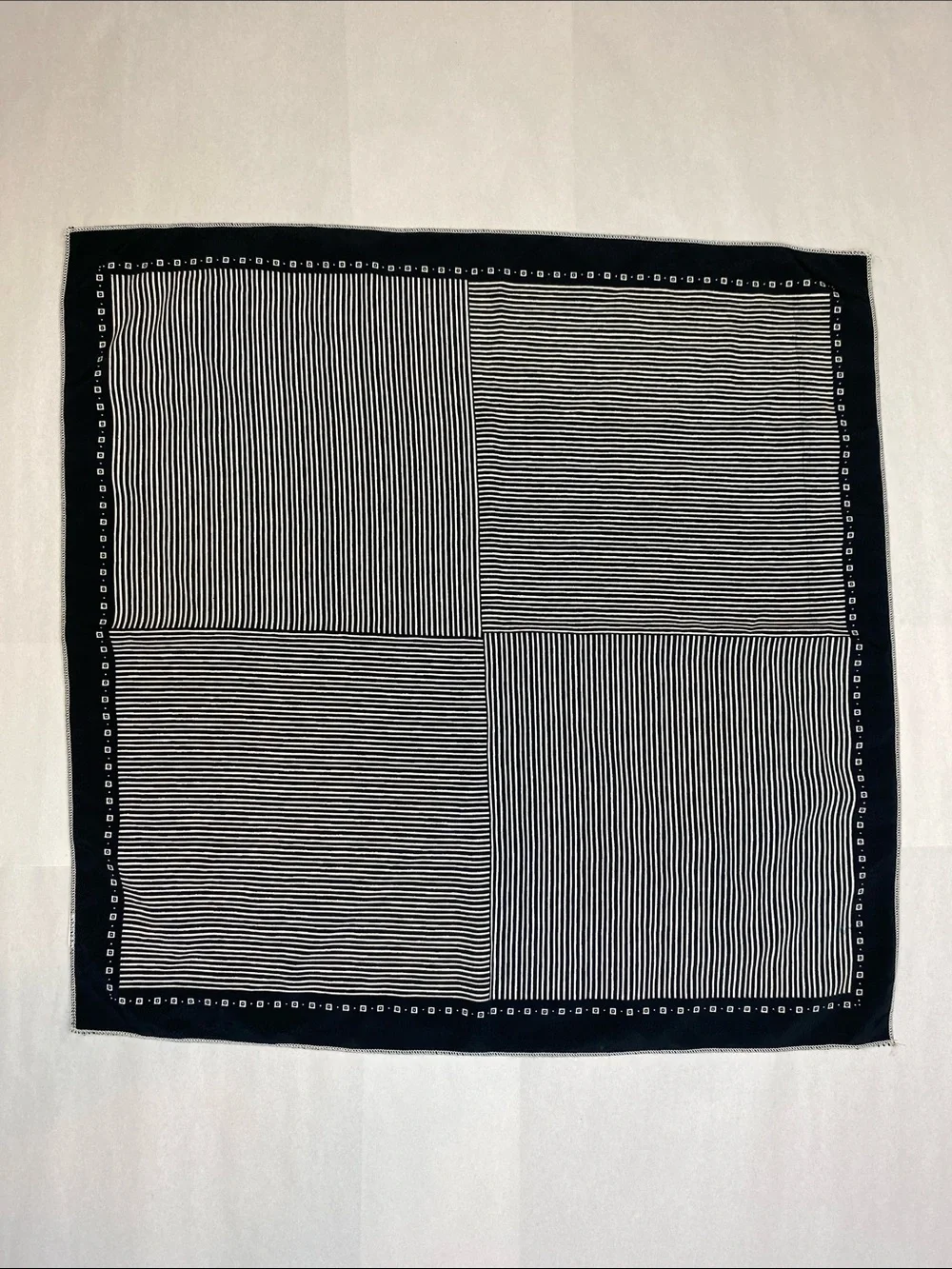 American Eagle Black White Striped Classic Small Square Scarf 19.5” 19.5”